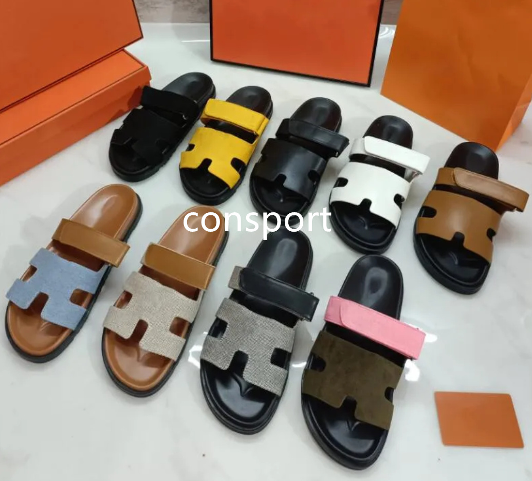 Designer Slippers Beach slide Classic Flat Sandals Luxury Summer Lady Leather Flip Flops Top Quality Men Women Slides Size 35-45
