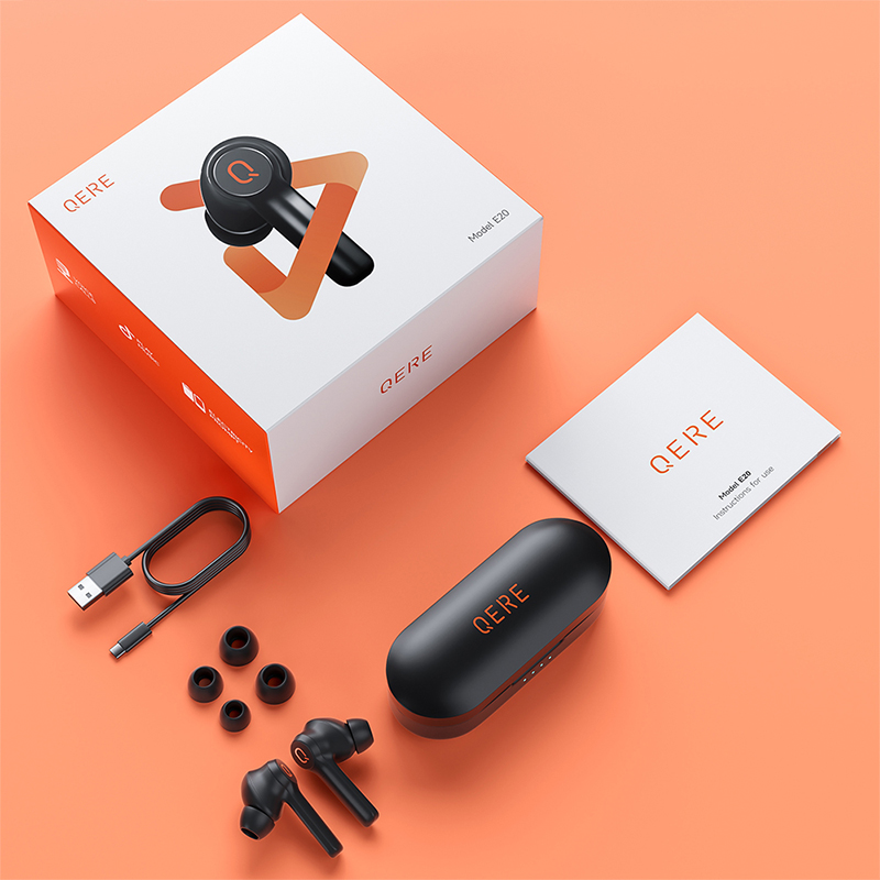 QERE E20 Earphone TWS True Stereo Waterproof In Ear Headset Gaming Sport Wireless Headphones Wireless Earbud Earphones
