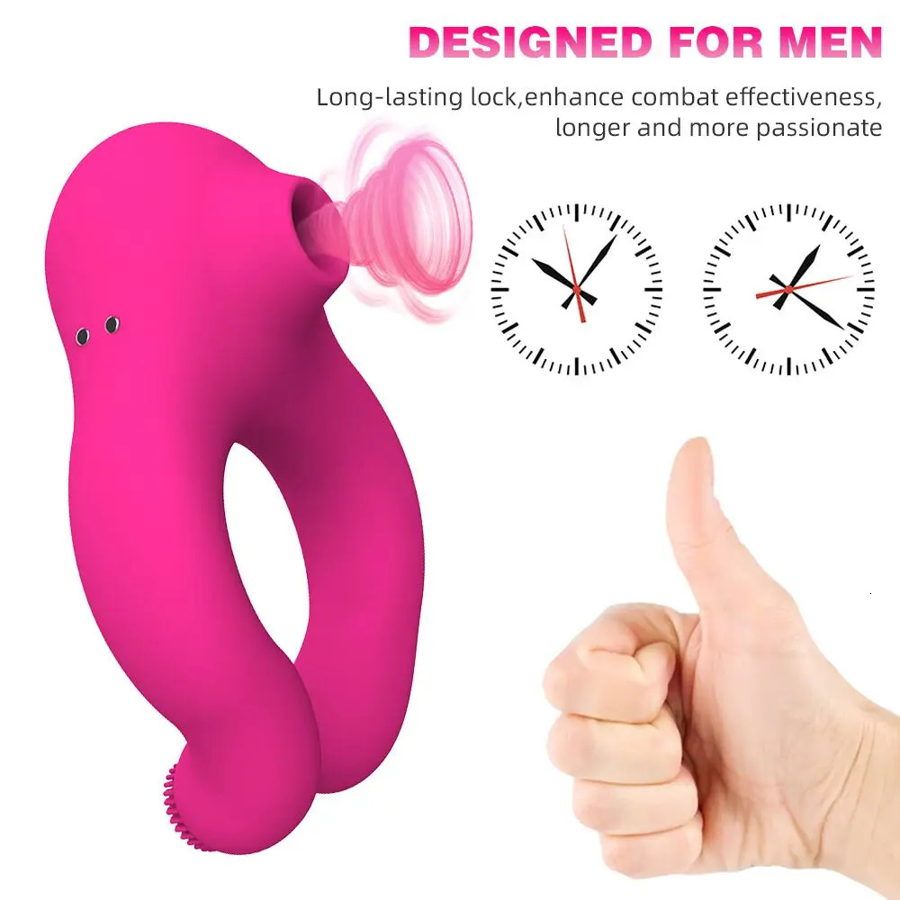 10 Frequency Sucking Vibrator Sex Shop Penis Ring Clit Sucker Cock Ring Adult Products Scrotum Massager Sex Toys for Couple 240307