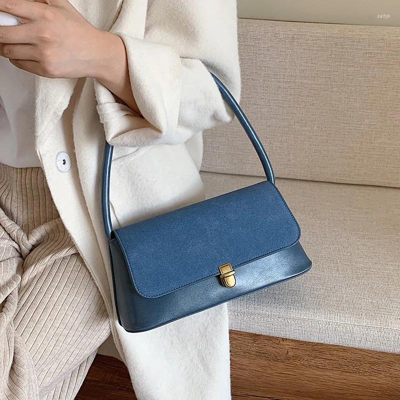 Evening Bags Retro Women's Underarm Bag 2024 Spring High Quality PU Matte Suede Ladies Shoulder French Style Female Banquet Handlebags