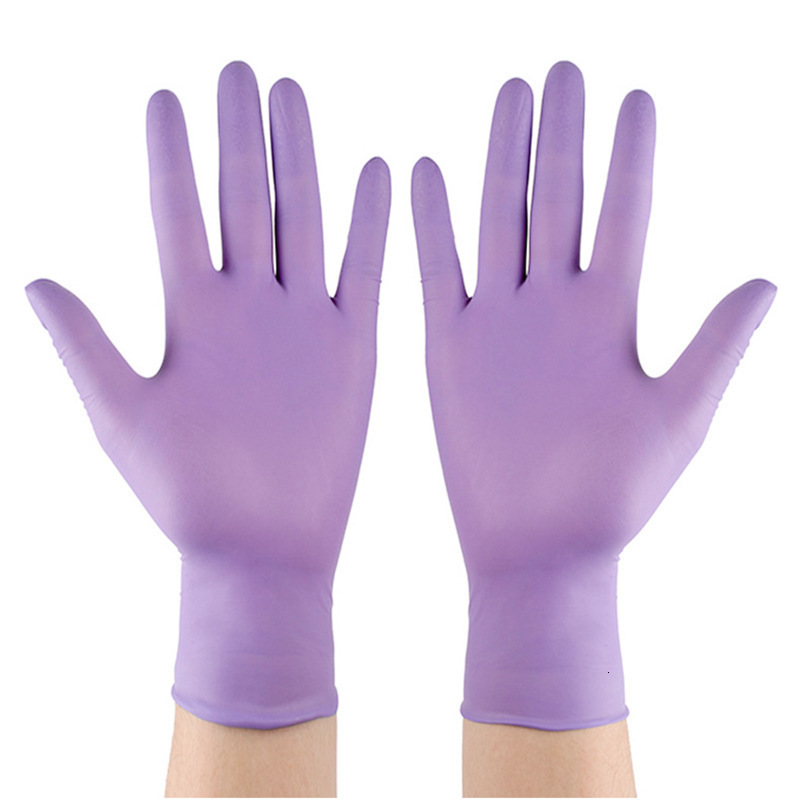 Five Fingers Gloves Nitrile Disposable Latex Free Exam Food Grade Kitchen Waterproof Allergy gloves Purple For Women 231012