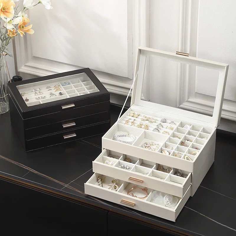 Size SML Jewelry Organizer Display Travel Jewellery Case Boxes Travel Portable Jewelry Box PU Storage Organizer Earring Holder 240301