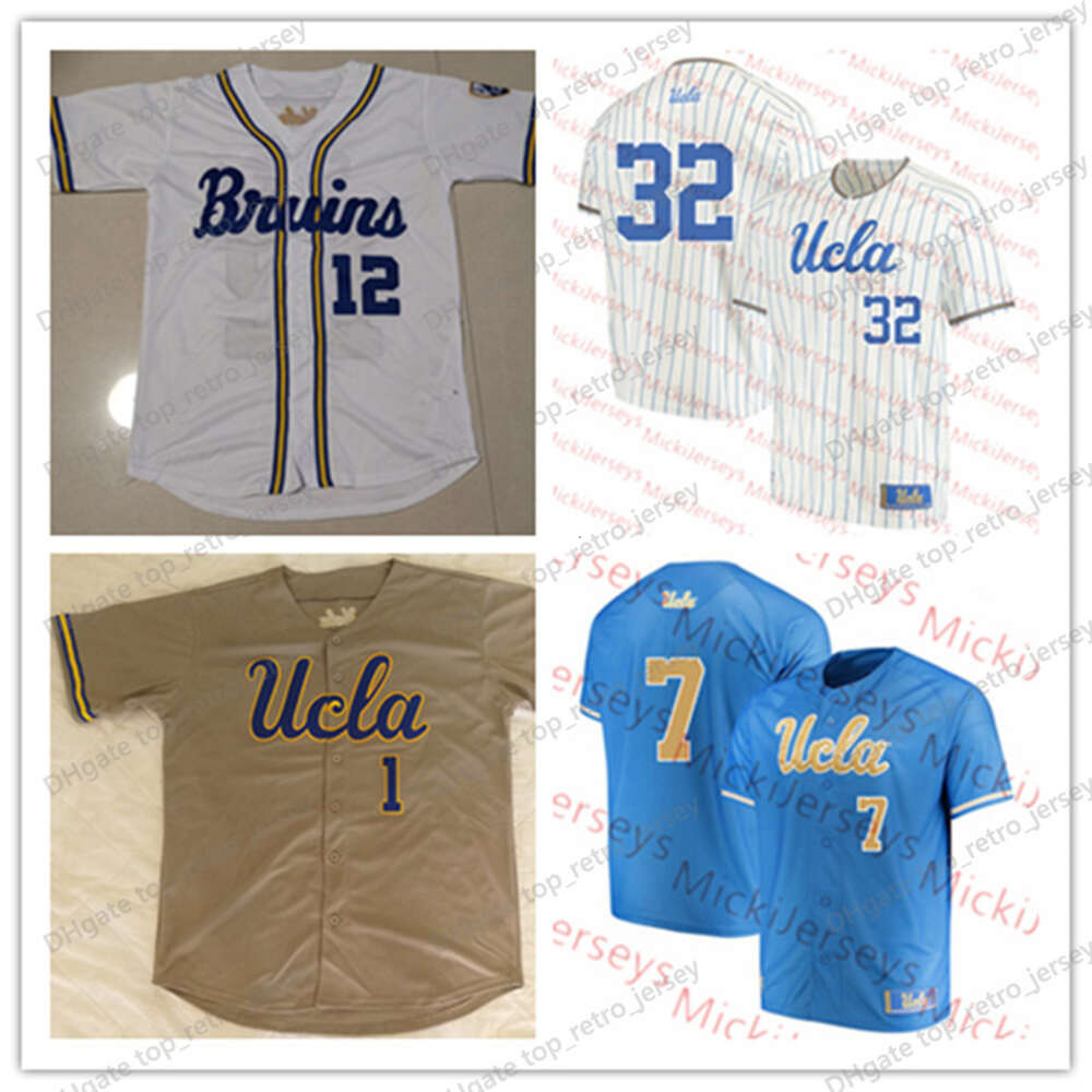 Custom UCLA Baseball Stitched Jersey 27 Chase Utley 32 42 Jackie Robinson 8 Brandon Crawford 12 Gerrit Cole 47 Trevor Bauer 1 Matt McLain