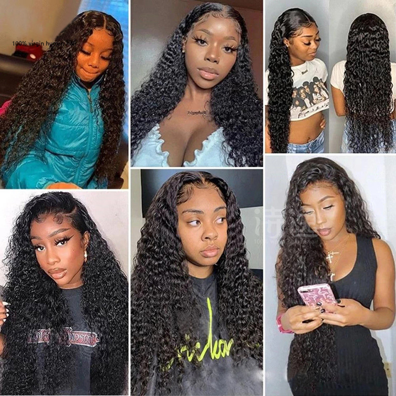Malaysian Indian 100% Human Hair V Part Lace Wig Water Wave 150% 180% 210% Density Natural Color 10-32inch