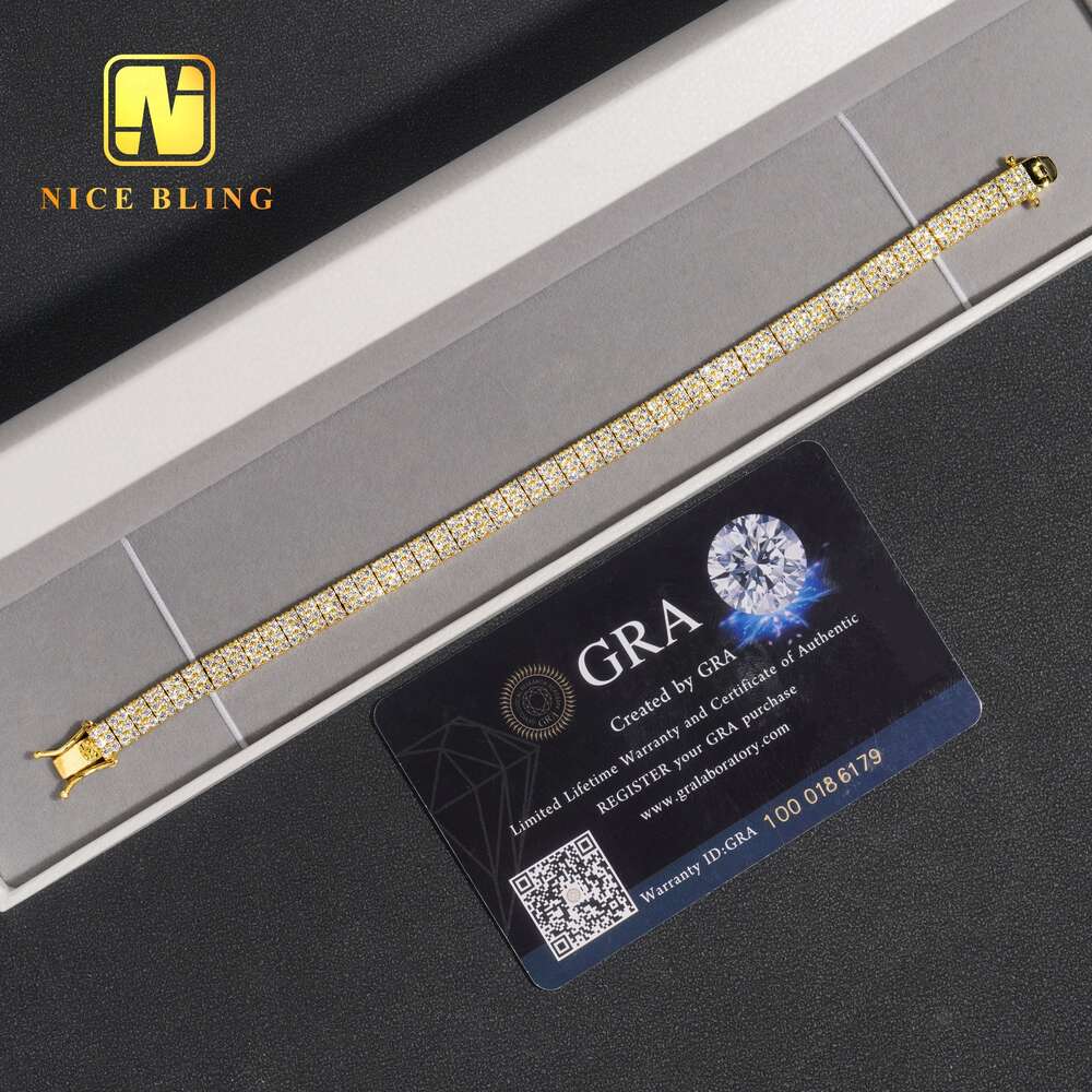 New Arrival 3 Rows Tennis Bracelets Sterg Sier Jewelry Fashion Iced Out Moissanite Bracelet for Men and Women