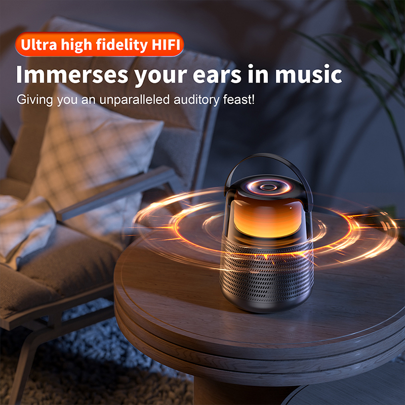 QERE HF55 Mini Portable Wireless Speaker Outdoor Subwoofer With Led Flashing Colorful Metal Bass Speaker