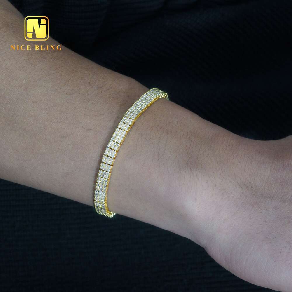 New Arrival 3 Rows Tennis Bracelets Sterg Sier Jewelry Fashion Iced Out Moissanite Bracelet for Men and Women