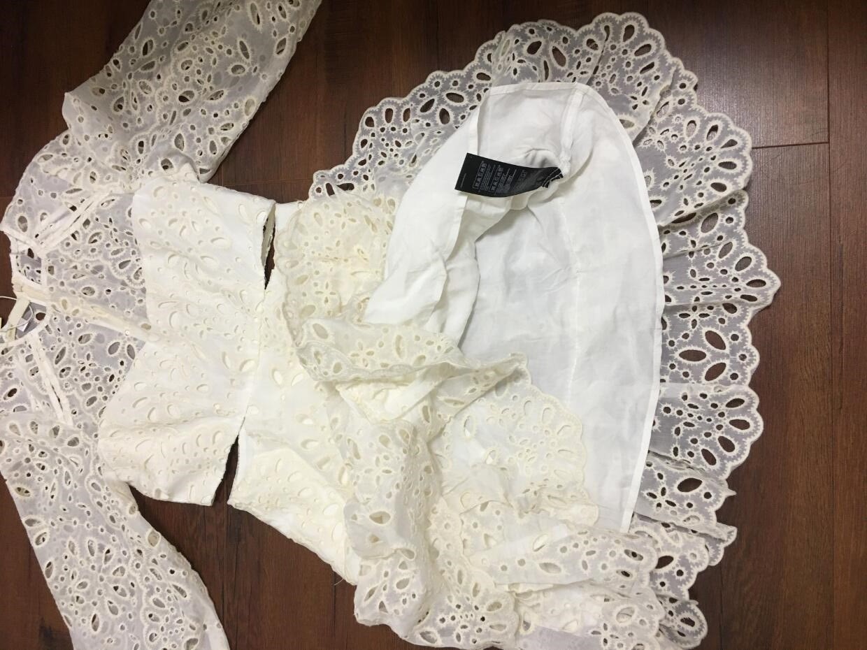 M-2024 Autumn New MajeM Family Dress 2024 Spring New French White Hook Flower Hollow Lace Ruffle Edge Skirt Children's