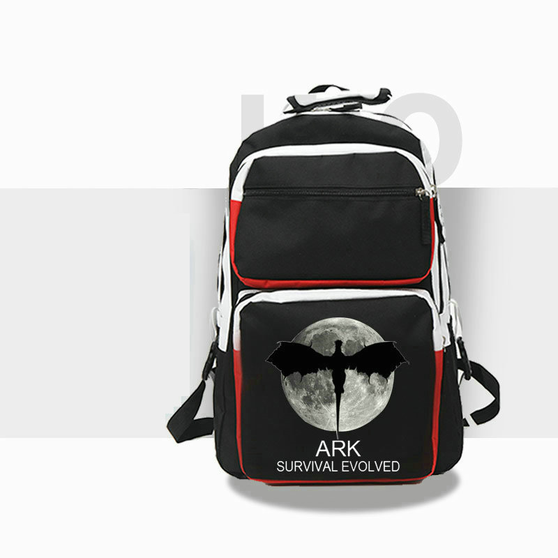 Survival Evolved backpack ARK daypack Dinosaur school bag Game Player Print rucksack Casual schoolbag White Black Color day pack