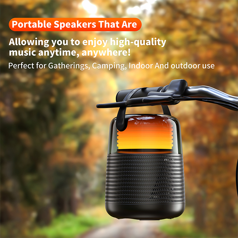 QERE HF55 Mini Portable Wireless Speaker Outdoor Subwoofer With Led Flashing Colorful Metal Bass Speaker