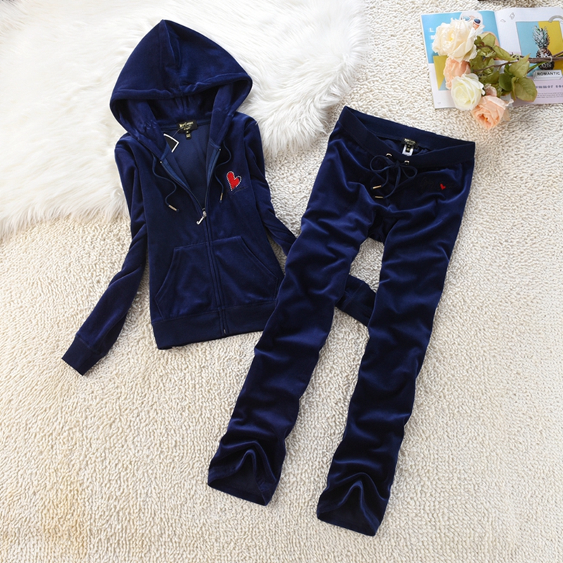 2024 Spring and Autumn Velvet Sportswear Juicy Casual Tracksuit Set Women's Long Sleeve Sweatshirt and Wide Leg Pants Two Piece Set