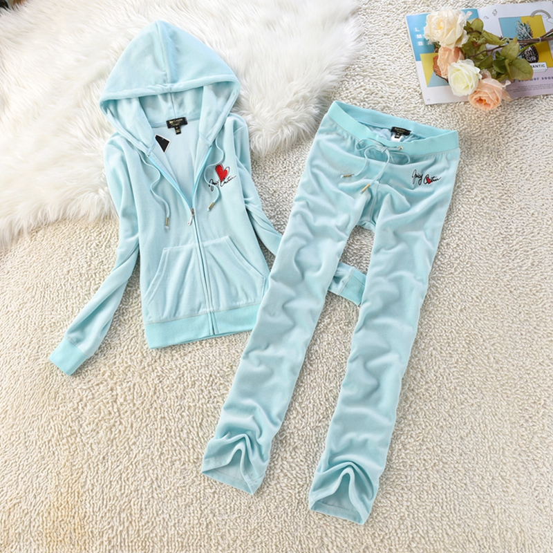 2024 Spring and Autumn Velvet Sportswear Juicy Casual Tracksuit Set Women's Long Sleeve Sweatshirt and Wide Leg Pants Two Piece Set