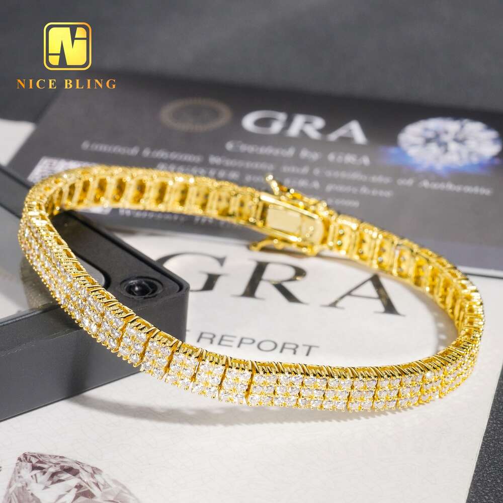 New Arrival 3 Rows Tennis Bracelets Sterg Sier Jewelry Fashion Iced Out Moissanite Bracelet for Men and Women