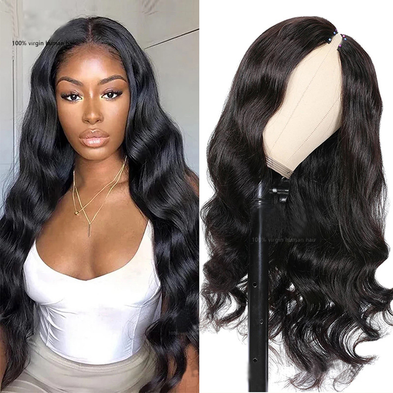 Body Wave V Part Lace Wigs 150% 180% 210% Density Natural Color Brazilian Peruvian Indian Virgin Hair V Part Wig 10-32inch V Style Capless Wigs