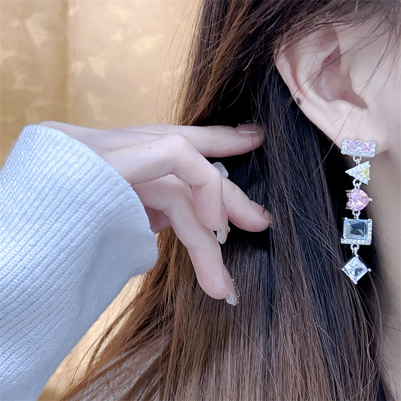 Sparkg Dangle Earrings: Sterg Sier Irregular Cubic Zircon Party Jewelry