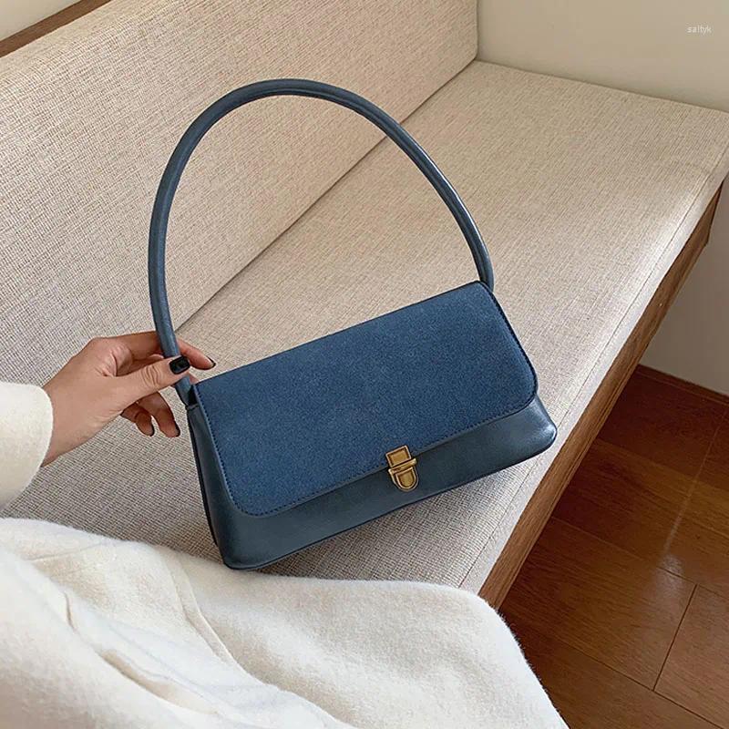 Evening Bags Retro Women's Underarm Bag 2024 Spring High Quality PU Matte Suede Ladies Shoulder French Style Female Banquet Handlebags