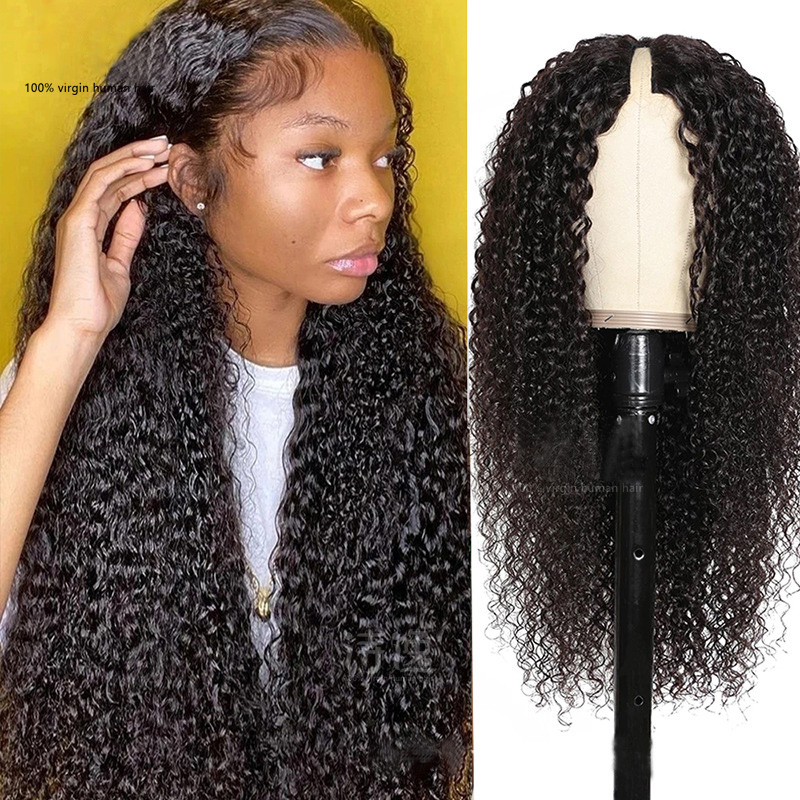 V Part Lace Wigs 150% 180% 210% Density Jerry Curly Brazilian 100% Virgin Human Hair Natural Color Yirubeauty 10-30inch