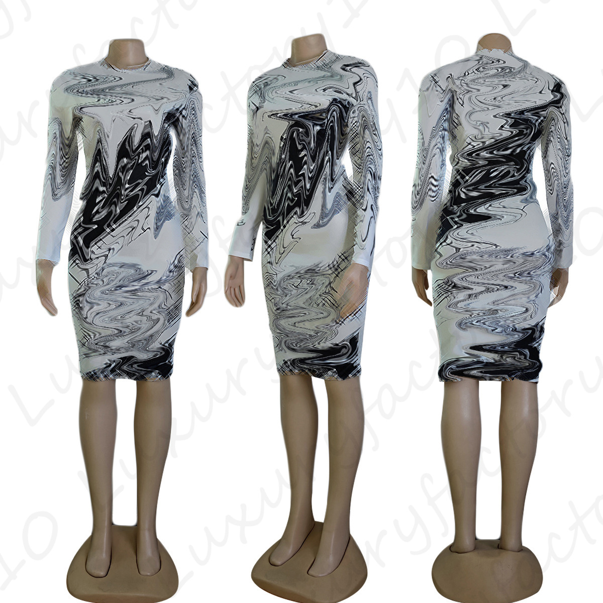 Womens Clothing One-Piece Dress Printed Slim Dresses Sexy Dresses Women Night Club Size S-2Xl