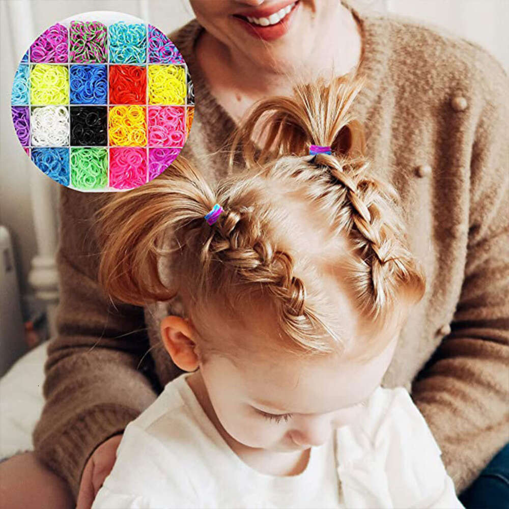 Party Games Crafts DIY Toy Rubber 10000pcs Silicone Elastic Refill Stickers Bracelet Making kit for Girls Weave Loom