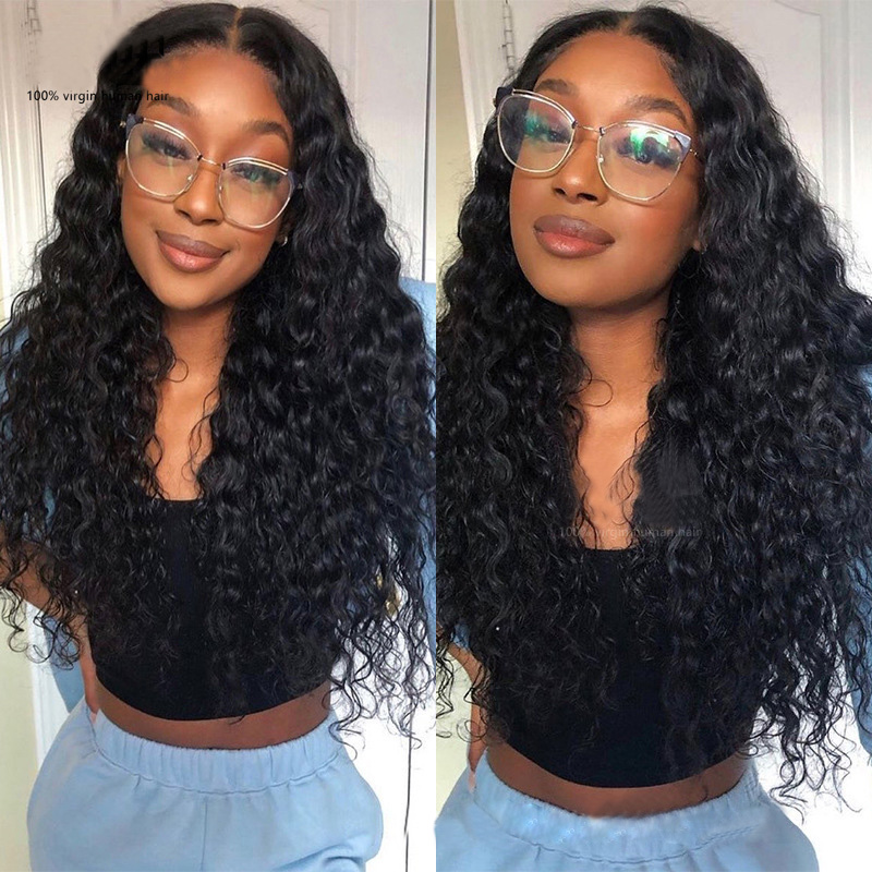 Malaysian Indian 100% Human Hair V Part Lace Wig Water Wave 150% 180% 210% Density Natural Color 10-32inch
