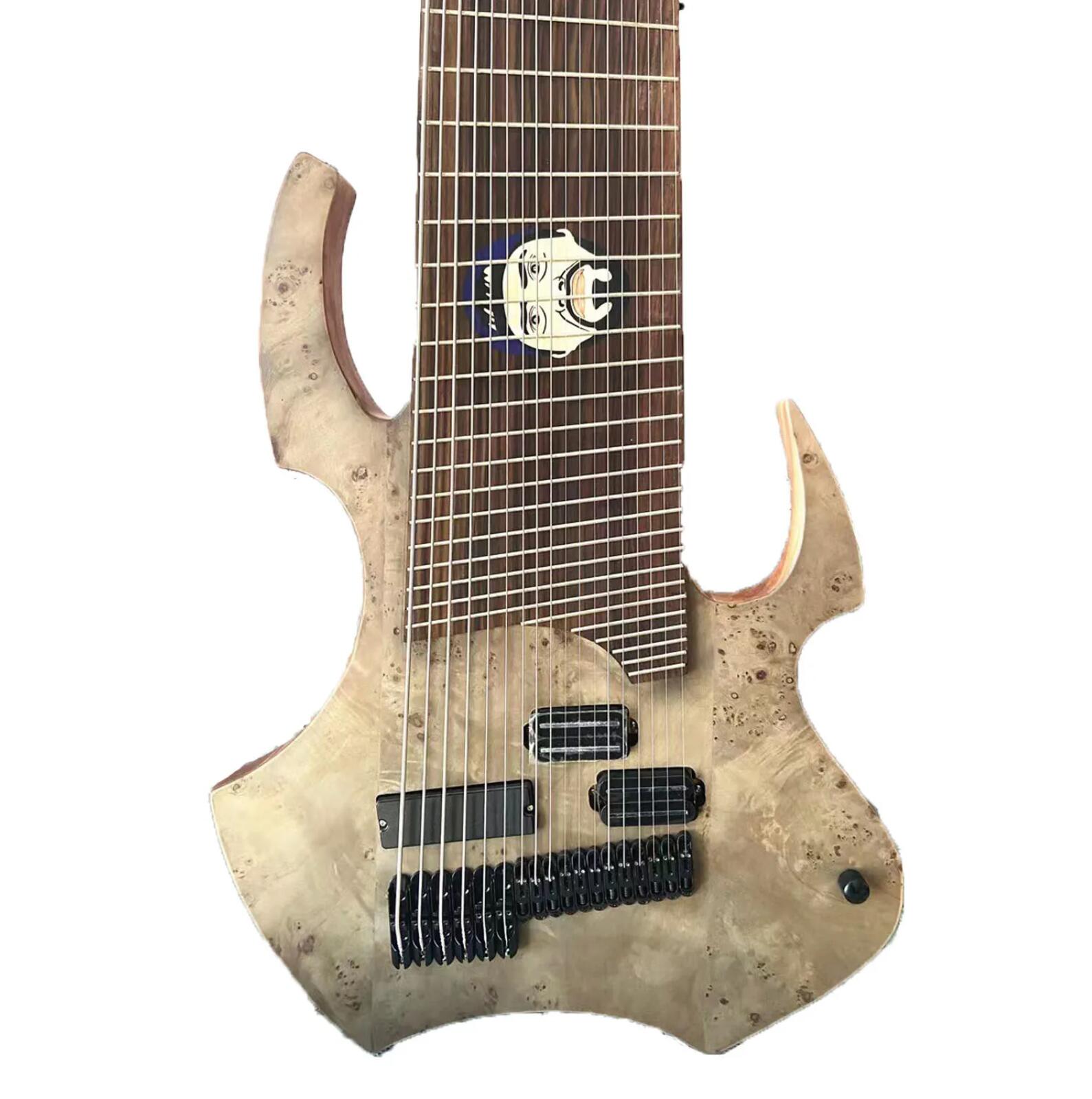 Orms Djent Jared Dines 18 Strings monstrosity Spalted Maple Top Satin Grey Electric Bass Guitar Mahogany xyloPhone Body Rosewood Fingerboard 6 +12 Black hardwar