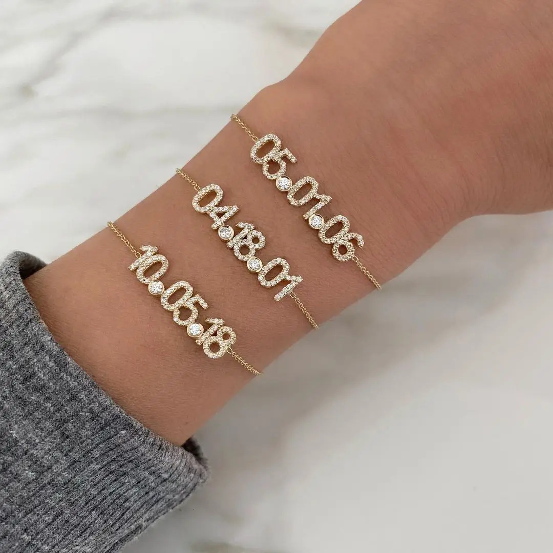 DOREMI Trendy 6MM Letter Zircon Bracelet with Birthstone Adjustable Name Bracelets for Women Girl Jewelry Female Gift for Mom 240228