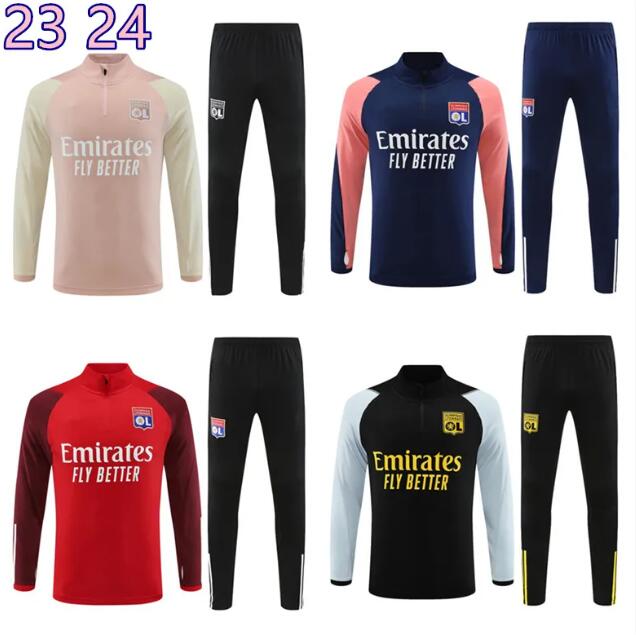 2023 2024 Lyons Half pull soccer tracksuit 23 24 Lyonnais L.PAQUETA OL AOUAR Football training suit Jogging Sweatshirt sets kids 10/18 adult S-XXL