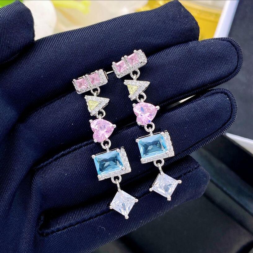 Sparkg Dangle Earrings: Sterg Sier Irregular Cubic Zircon Party Jewelry