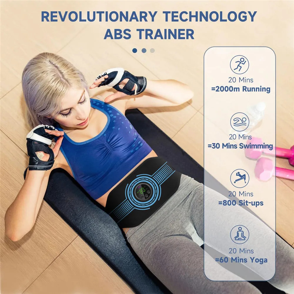 ABS Muscle Stimulator Toner Abdominal Trainer Belt Body Ab Slimming Machine Abdomen Arm Leg Fat Burn Fitness Workout Equipment 240220