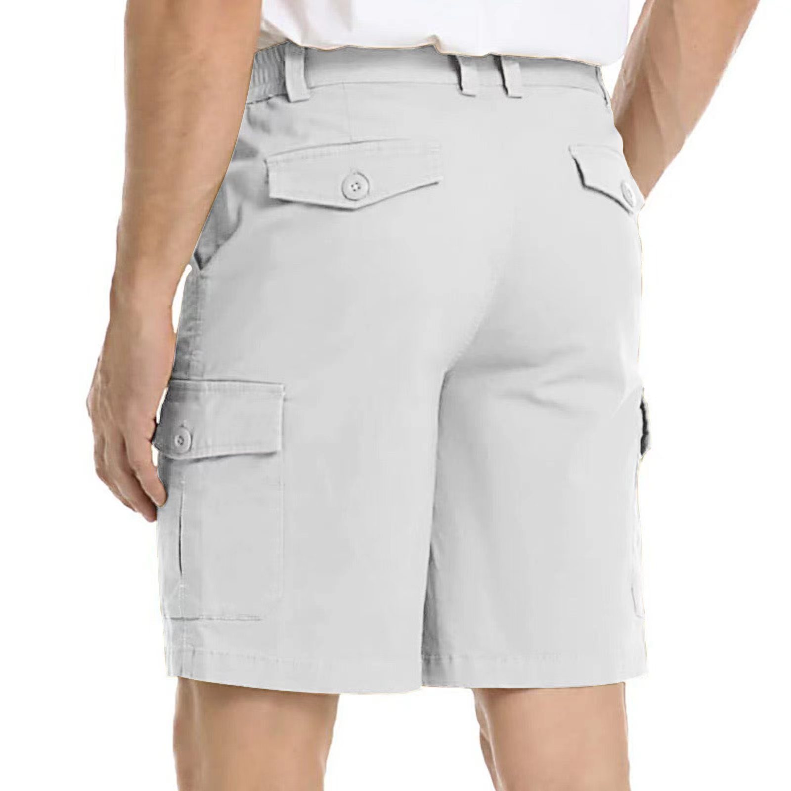 Spring Casual Solid Color Men's Quick Dry Beach Short Pants Multi-pocket Cargo Short Knee Length Man Usa Plus Size Overalls
