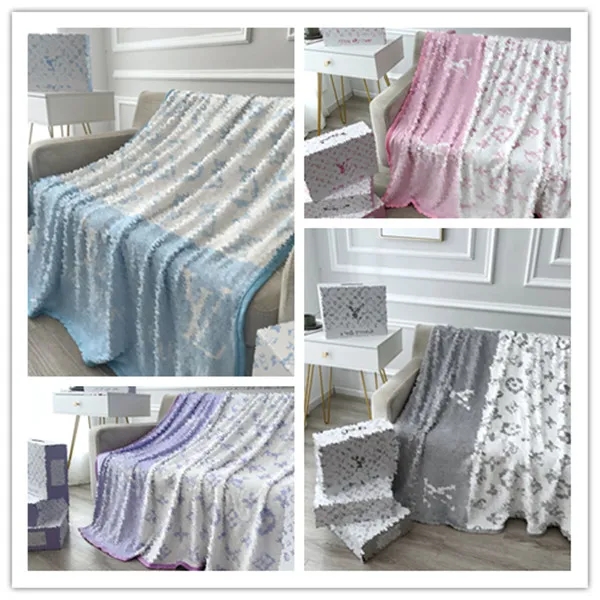 Designer Old Flower Printed Classic letter logo Design color Blanket Office nap travel towel sofa decoration blanket 150*200cm with gift box