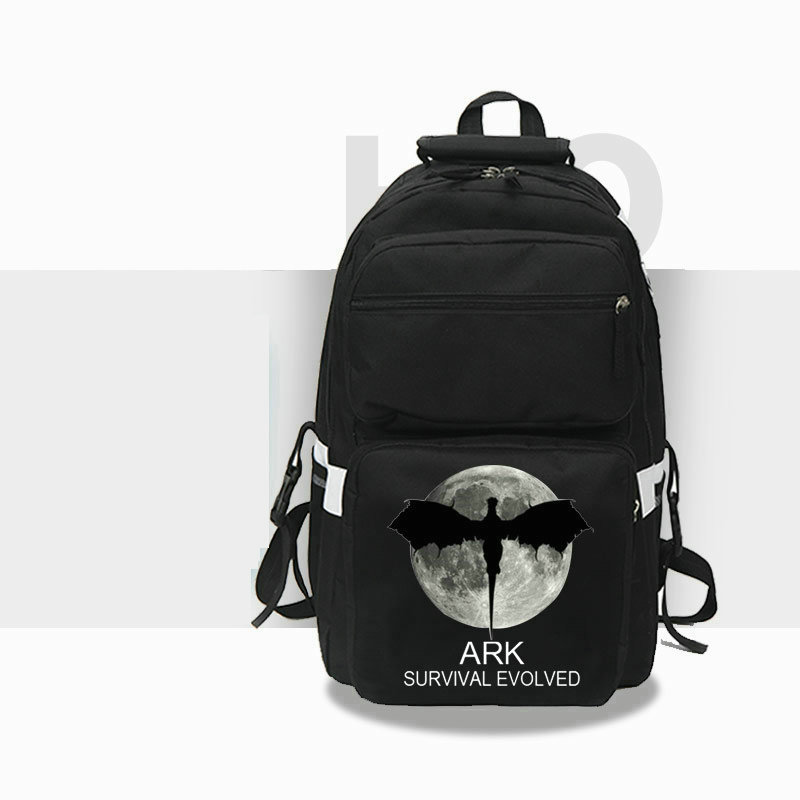 Survival Evolved backpack ARK daypack Dinosaur school bag Game Player Print rucksack Casual schoolbag White Black Color day pack