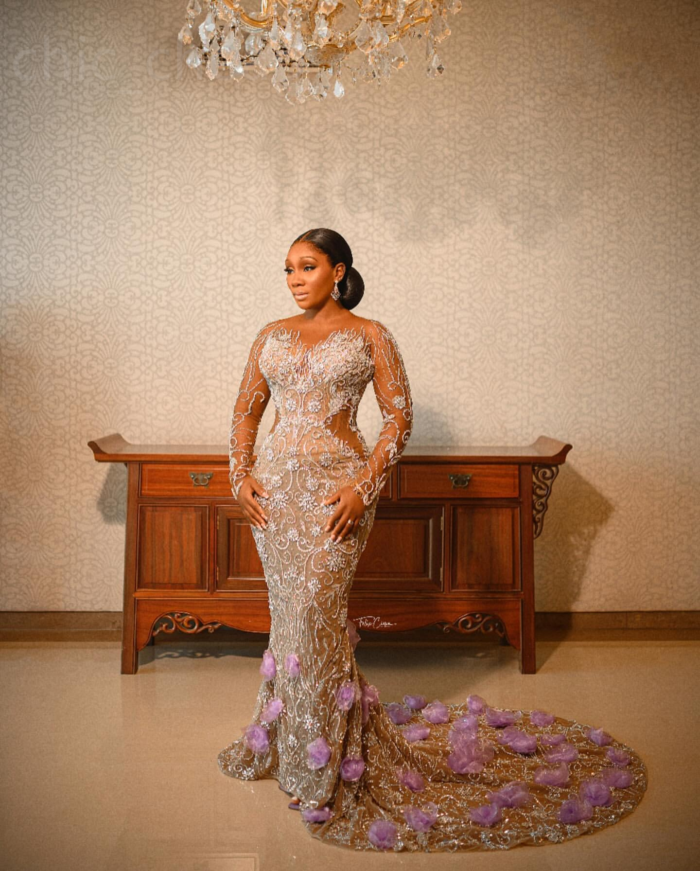 2024 Aso Ebi Gold illusion Sheath Prom Dress Flowers Beaded Evening Formal Party Second Reception 50th Birthday Engagement Gowns Dresses Robe De Soire