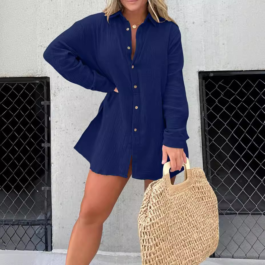 Women Jumpsuits Short Barcelona Breeze Romper Dress Set Linen Beach Cover up Slit Shirts Short Set