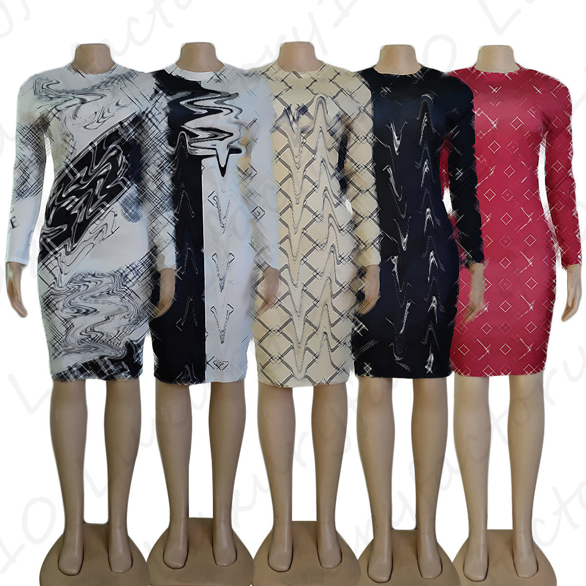 Womens Clothing One-Piece Dress Printed Slim Dresses Sexy Dresses Women Night Club Size S-2Xl