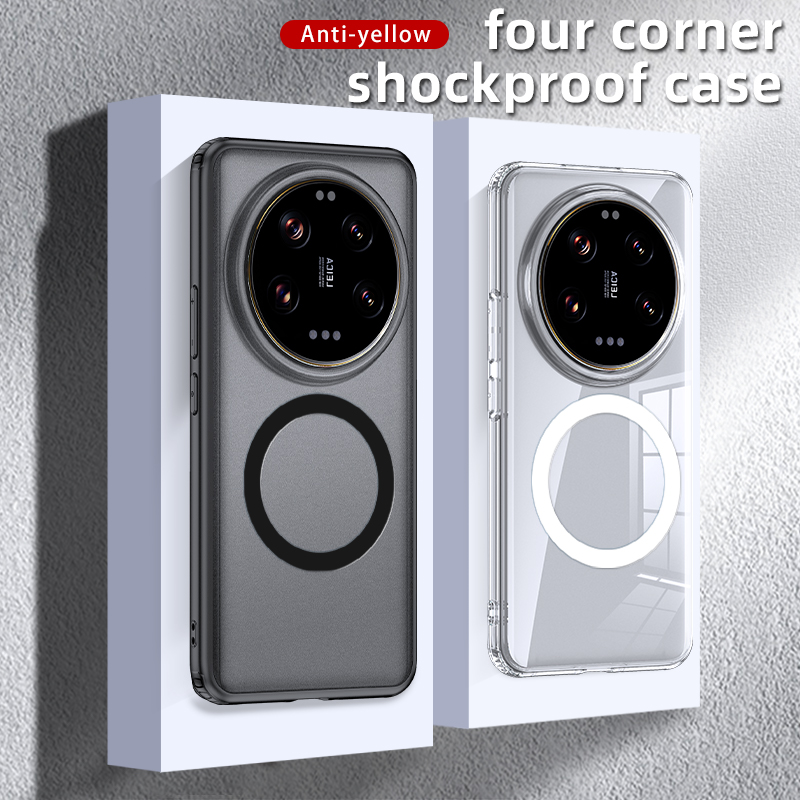 Compatible With Magsafe Shockproof Slim Transparent Clear Magnetic Case For Xiaomi Mi 14 Ultra Mi 13 Pro Hard Protective Phone Cover