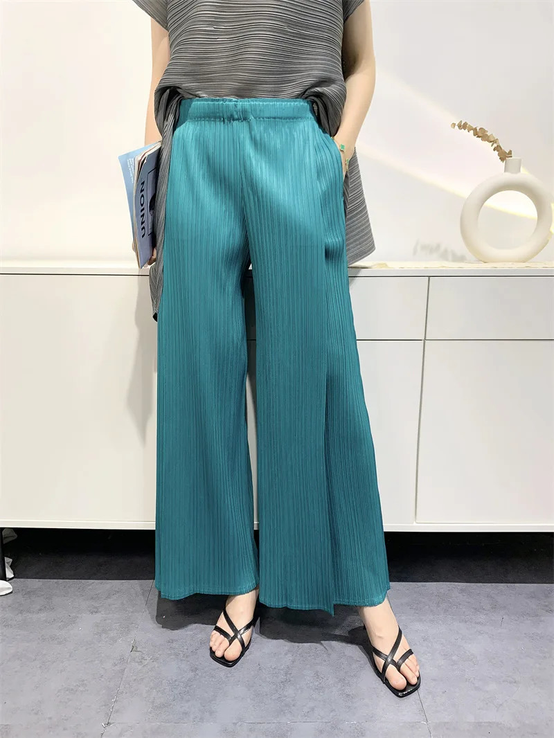 Miyake Summer Pants Comfortable Casual 2023 Loose Straight Leg Wide High Waist Slim Pleated 240304