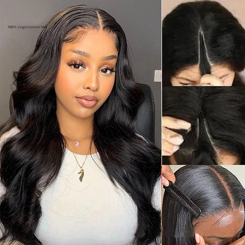 Body Wave V Part Lace Wigs 150% 180% 210% Density Natural Color Brazilian Peruvian Indian Virgin Hair V Part Wig 10-32inch V Style Capless Wigs