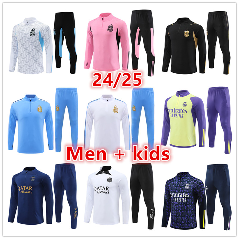 2024 2025 Argentina soccer tracksuit training suit jacket Men and kids 23 24 25 argentina football tracksuit jogging kits survetement foot chandal futbol tuta