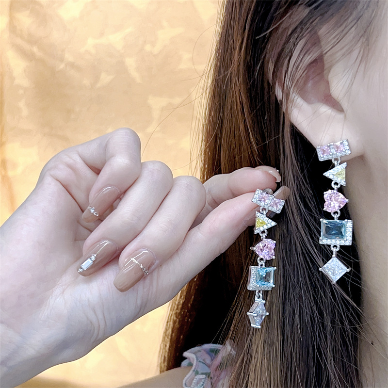 Sparkg Dangle Earrings: Sterg Sier Irregular Cubic Zircon Party Jewelry