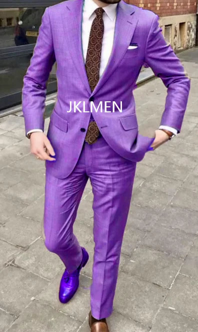 Mens Suit Handsome Casual 2 Piece For Men Wedding Tuxedos Notched Lapel Groomsmen Business Prom Blazer 240227