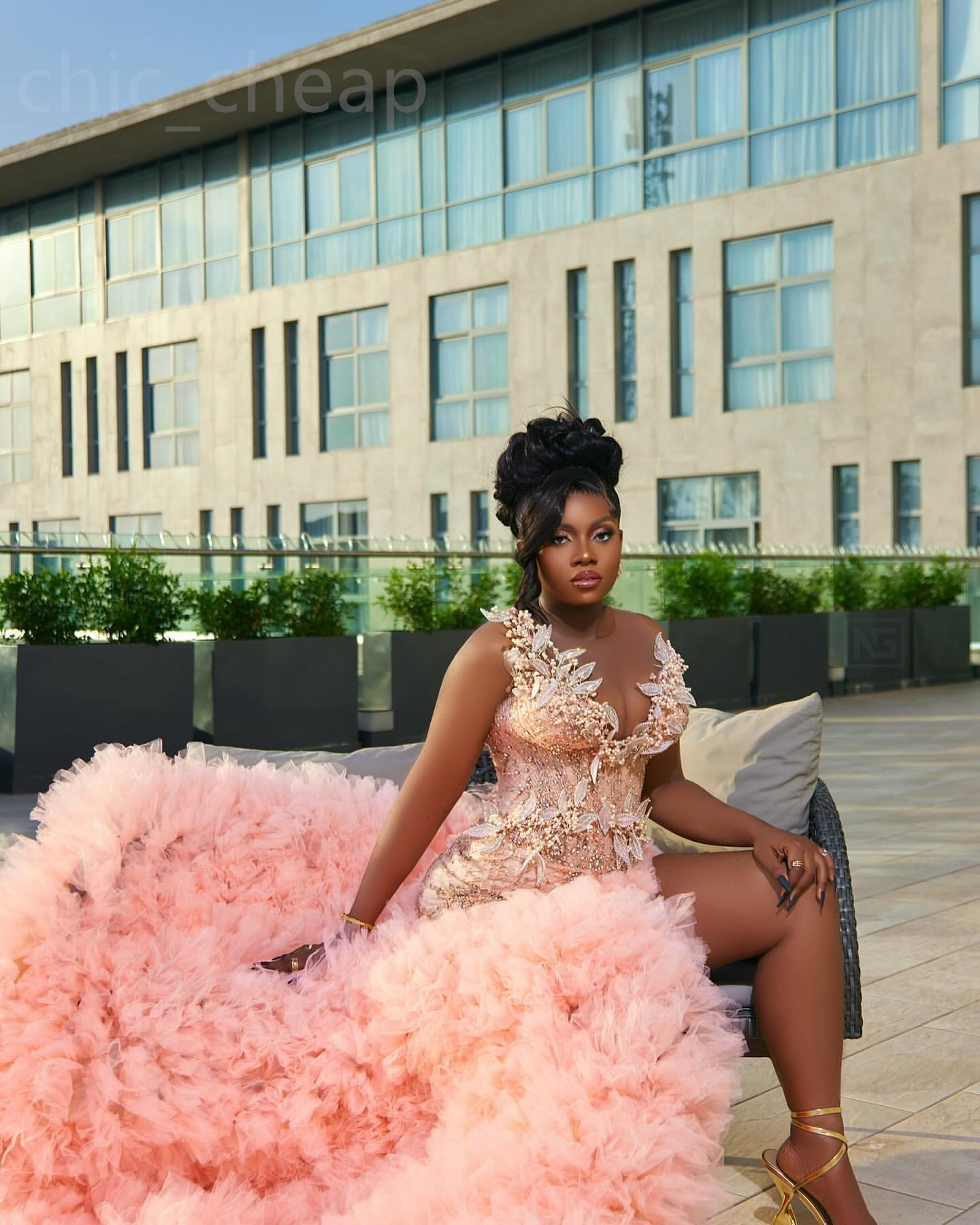 Aso Ebi 2024 Mermaid Pink Prom Dress Lace Pearls Crystals Evening Formal Party Second Reception 50Th Birthday Engagement Gowns Dresses Robe De Soiree 