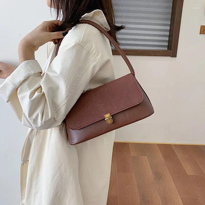 Evening Bags Retro Women's Underarm Bag 2024 Spring High Quality PU Matte Suede Ladies Shoulder French Style Female Banquet Handlebags