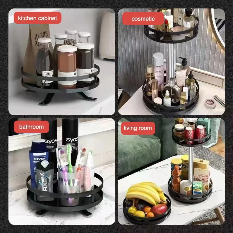 Kitchen Organizer Spices Rack 360° Rotating Seasoning Holder Storage Tray Multipurpose Storage Rack for Kitchen Countertop 240223