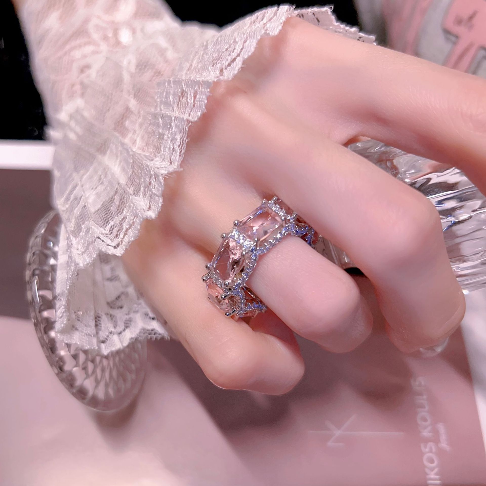 2024 Top-selg Sterg Sier Princess Cut Emerald & White Topaz Bridal Ring Set