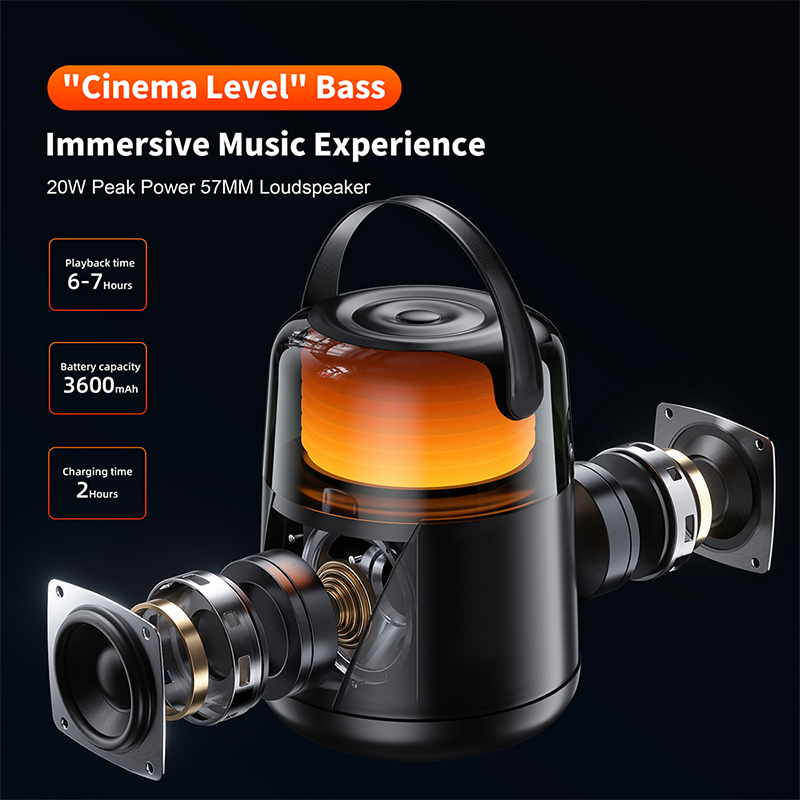 QERE HF55 Mini Portable Wireless Speaker Outdoor Subwoofer With Led Flashing Colorful Metal Bass Speaker