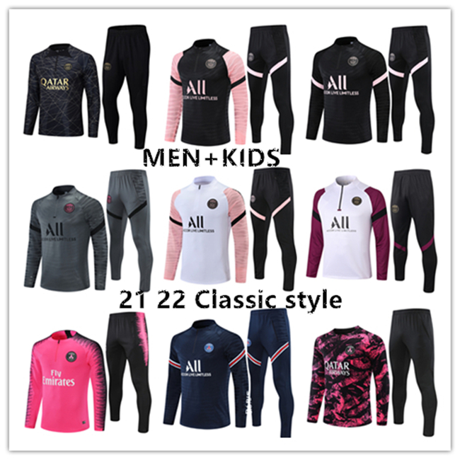 21 22 PS G Classic tracksuit men football training suit tuta maillot jersey jacket kit Paris mbappe men and kid soccer tracksuits jogging survetement chandal