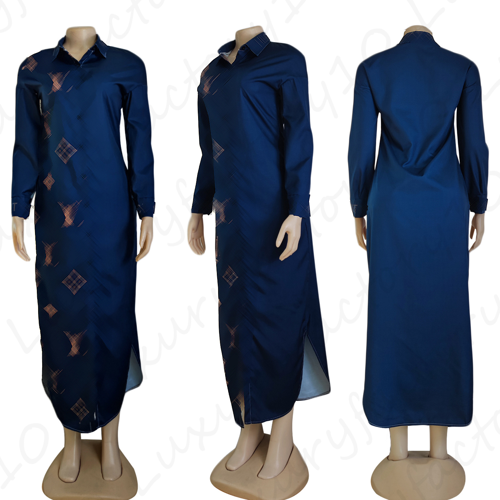 Women's Clothing Printed Casual Loose Long Sleeve One-Piece Dress Newest Arrivals Women Clothing Size S-2XL