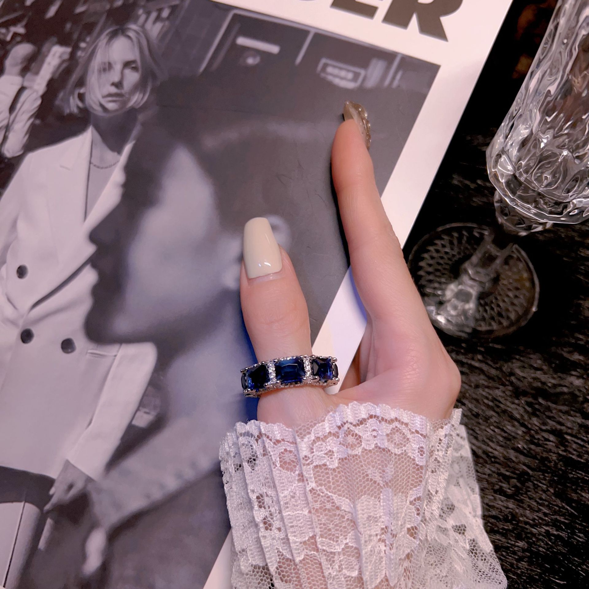 2024 Top-selg Sterg Sier Princess Cut Emerald & White Topaz Bridal Ring Set