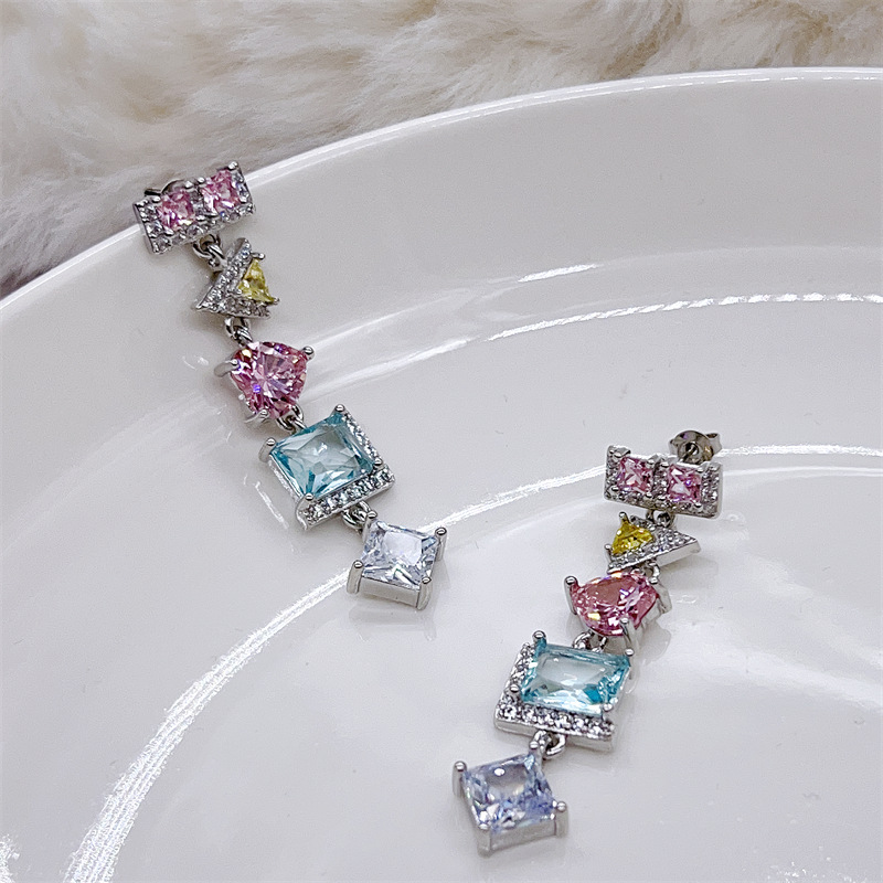 Sparkg Dangle Earrings: Sterg Sier Irregular Cubic Zircon Party Jewelry